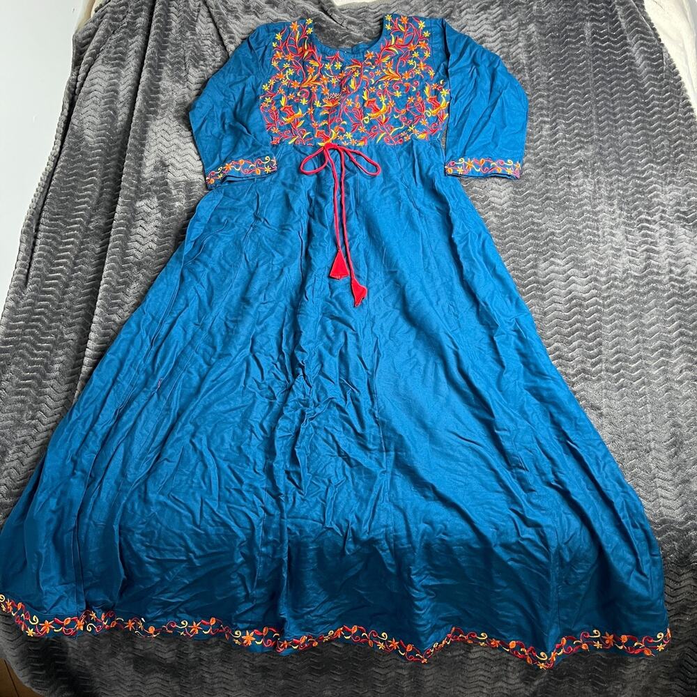 Oriental Afghan long tribal boho dress for women size L
